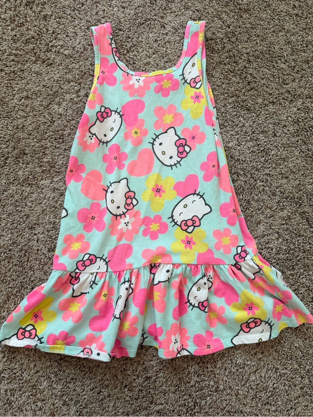Hello Kitty Mint Pink Yellow Floral Ruffle dress